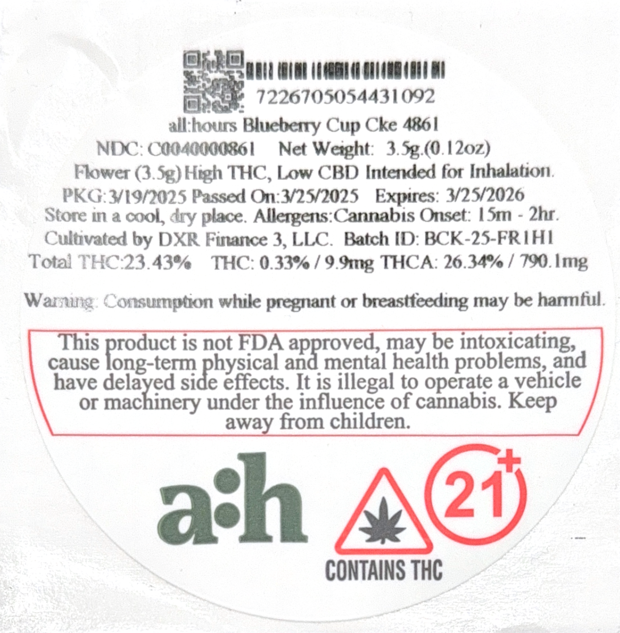 all:hours Blueberry Cup Cke 4861- 23.43% THC - Image 3