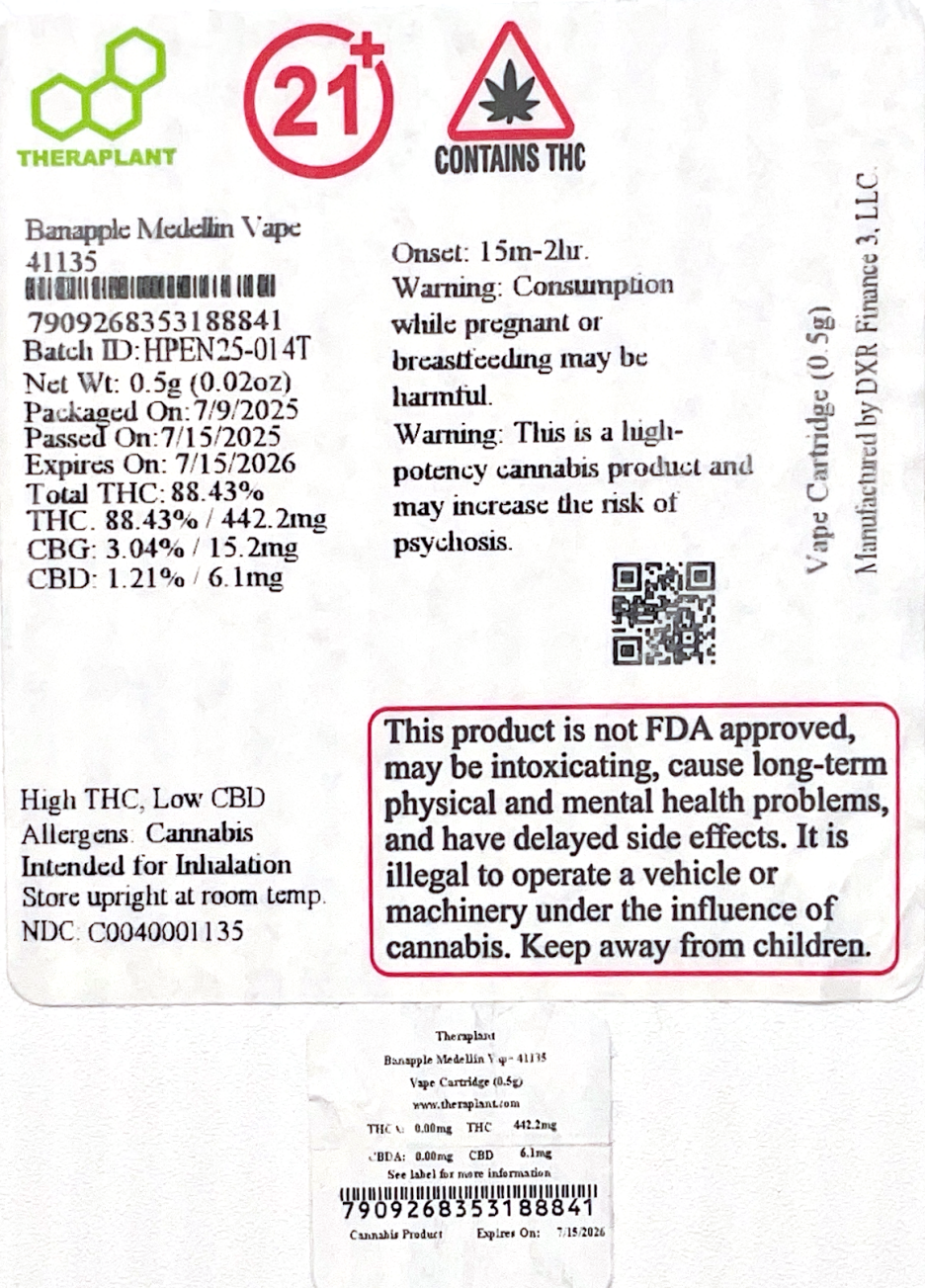 Banapple Medellin Vape 41135- 88.43% THC - Image 2