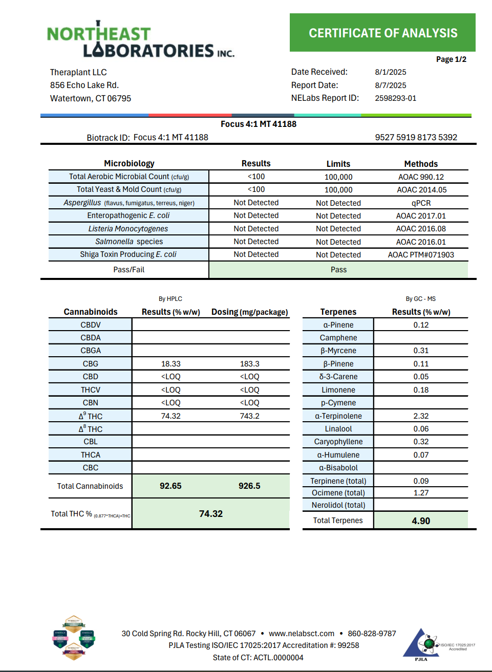 Focus 4:1 MT 41188-74.32% THC: 18.33% CBG - Image 3