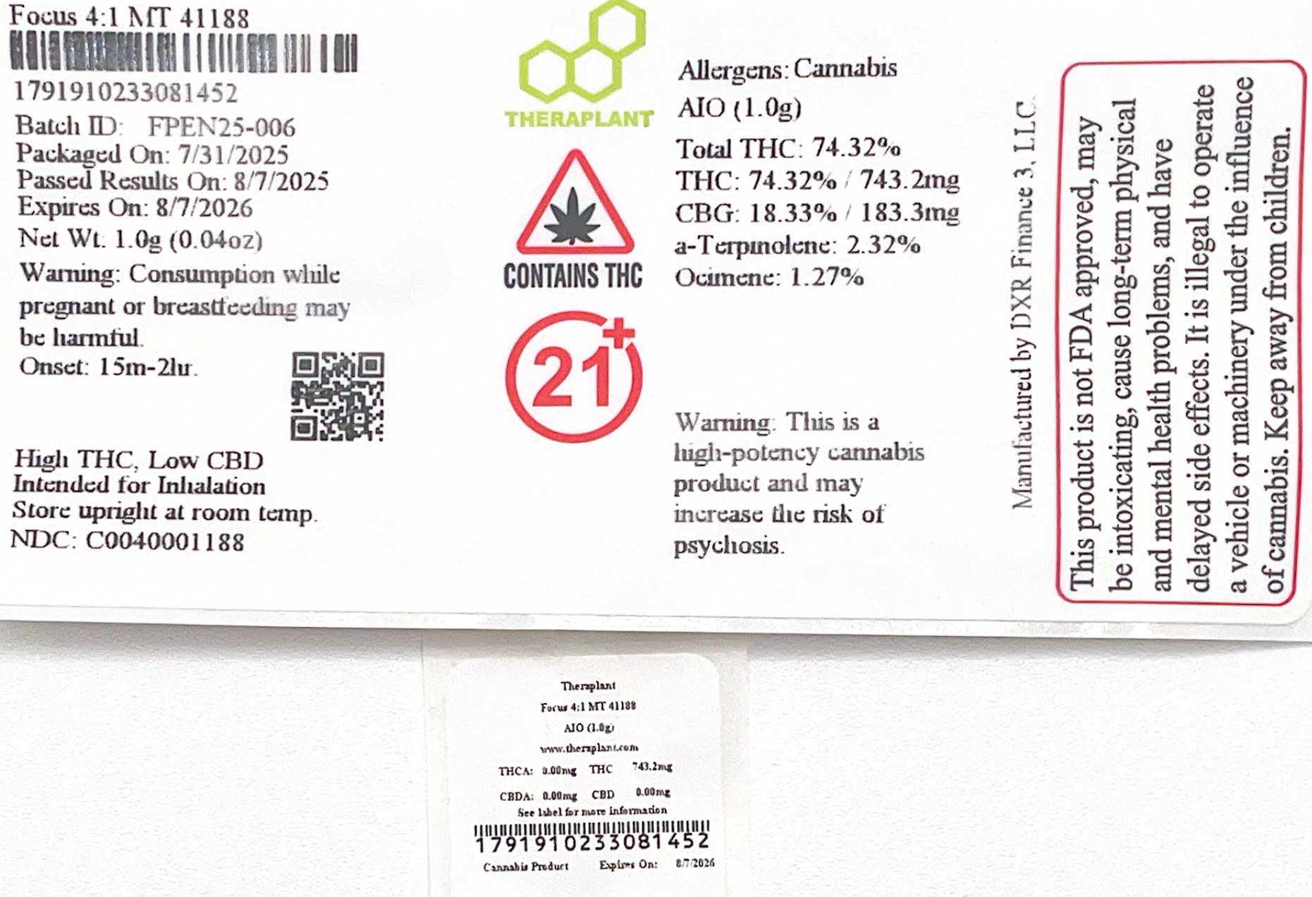 Focus 4:1 MT 41188-74.32% THC: 18.33% CBG - Image 2