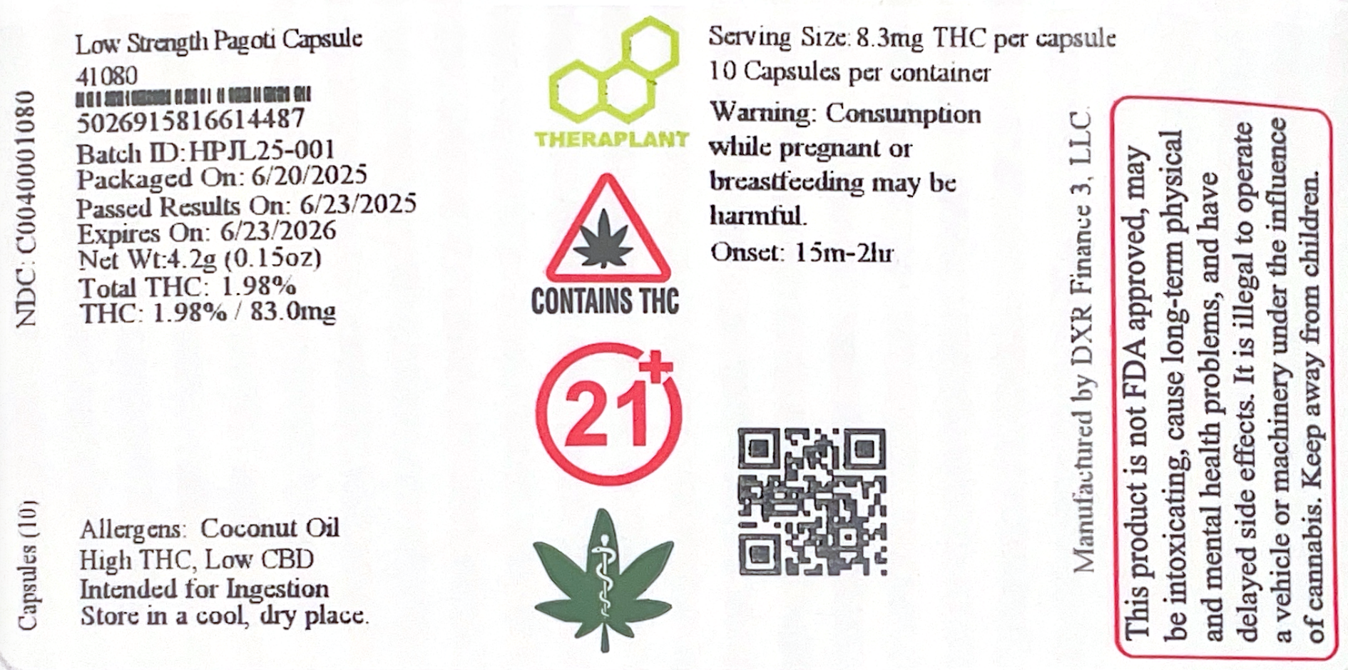 Medical- Low Strength Pagoti Capsule 41080-8.3mg THC per capsule/ 83.0mg THC per bottle - Image 4