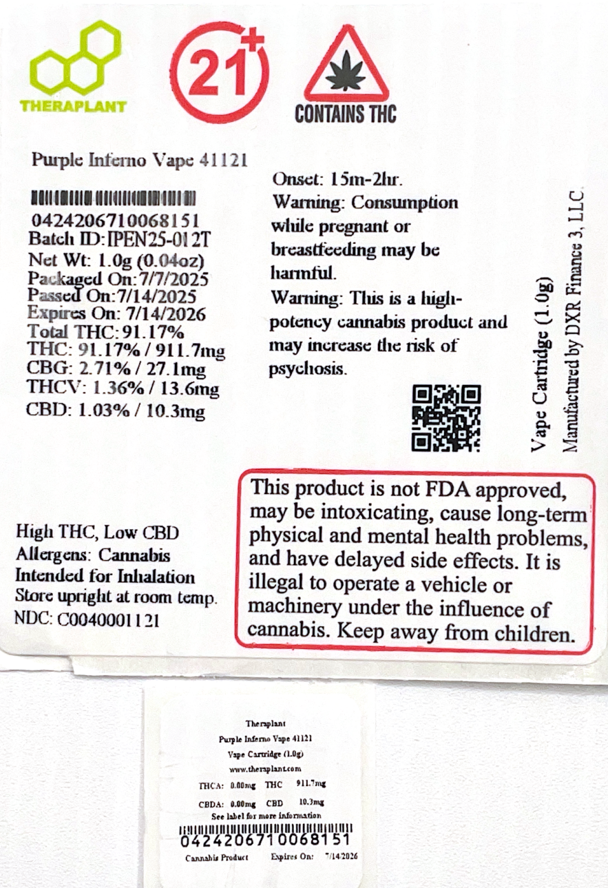 Purple Inferno Vape 41121-91.17% THC - Image 2